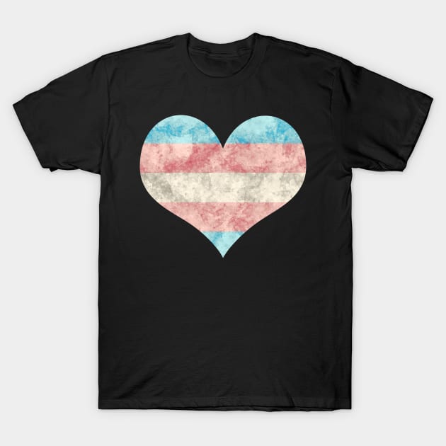 Trans Pride Heart - Watercolor T-Shirt by MeowOrNever